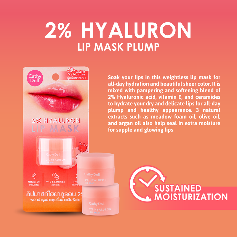 Cathy Doll 2% Hyaluron Lip Mask Peach - 4.5g