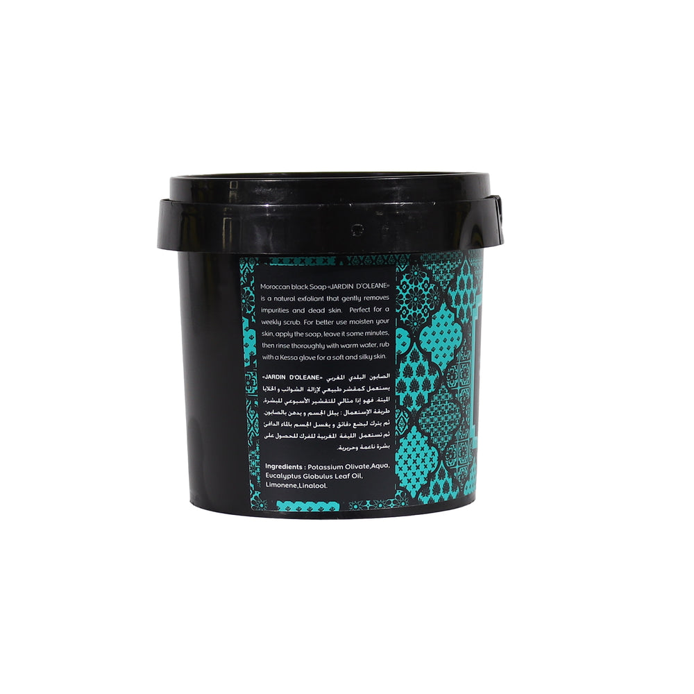 JARDIN D'OLEANE MOROCCAN BLACK SOAP WITH EUCALYPTUS ESSENTIAL OIL - 500G