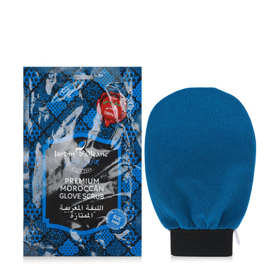 JARDIN D'OLEANE PREMIUM MOROCCAN GLOVE SCRUB BLUE NILA